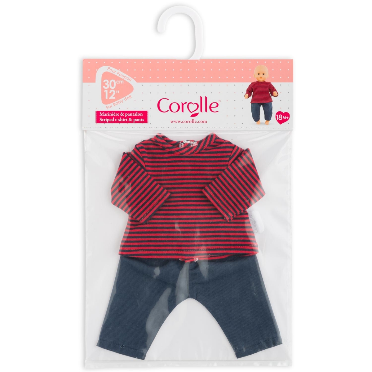 Stripped T-Shirt & Pants for 12-inch Baby Doll